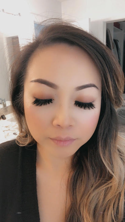 Model wearing Lyn silk lash, eyes closed